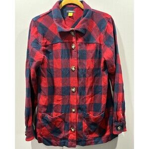 Heritage Lumberjack Shirt Jacket Womens Buffalo Check Plaid Flannel Sz L Shacket